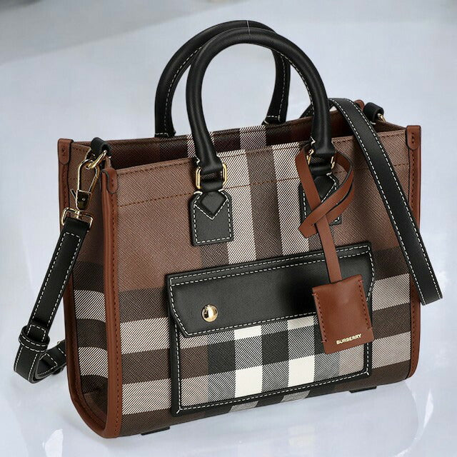 バ−バリ− ハンドバッグ レディース ブランド BURBERRY チェック 8069661 ブラウン 8069661