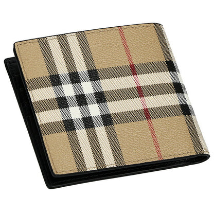 バ−バリ− 二つ折り財布 メンズ ブランド BURBERRY チェック 8069815 ベージュ/ブラック 8069815