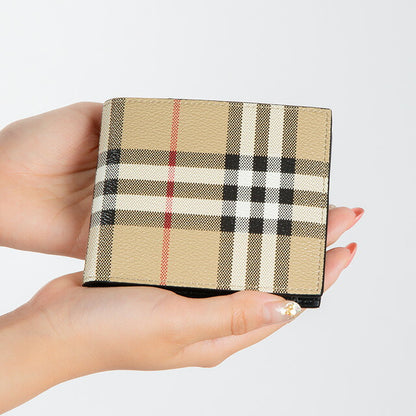 バ−バリ− 二つ折り財布 メンズ ブランド BURBERRY チェック 8069815 ベージュ/ブラック 8069815