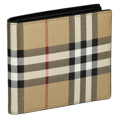 バ−バリ− 二つ折り財布 メンズ ブランド BURBERRY チェック 8069815 ベージュ/ブラック 8069815
