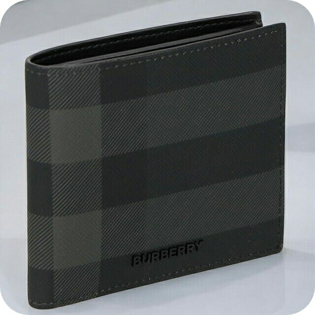 バ−バリ− 二つ折り財布 メンズ ブランド BURBERRY チェック 8070201 ブラック 8070201