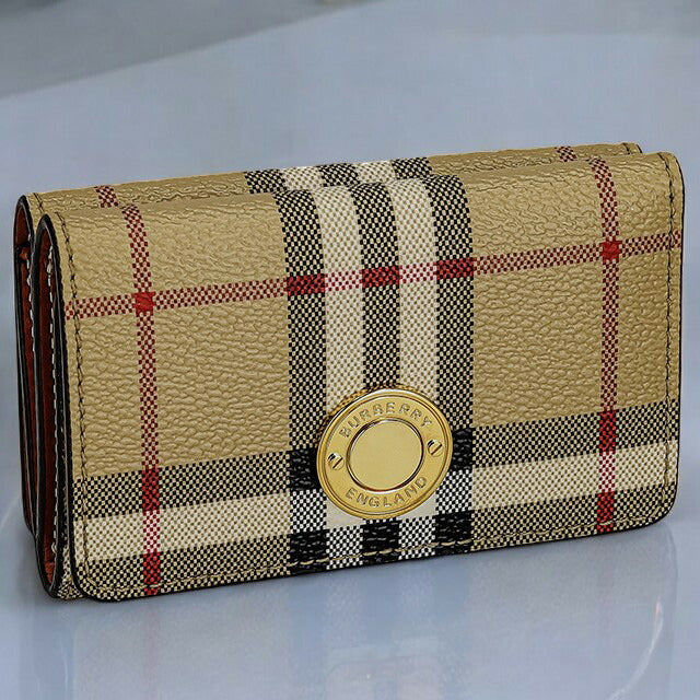 バ−バリ− 三つ折り財布 レディース ブランド BURBERRY チェック 8070416 ベージュ 8070416