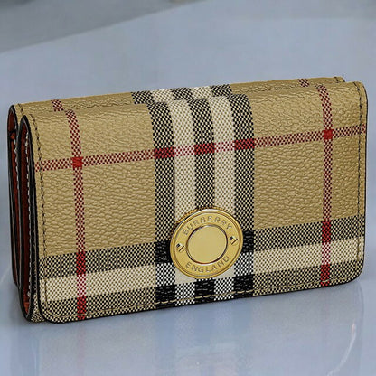 バ−バリ− 三つ折り財布 レディース ブランド BURBERRY チェック 8070416 ベージュ 8070416