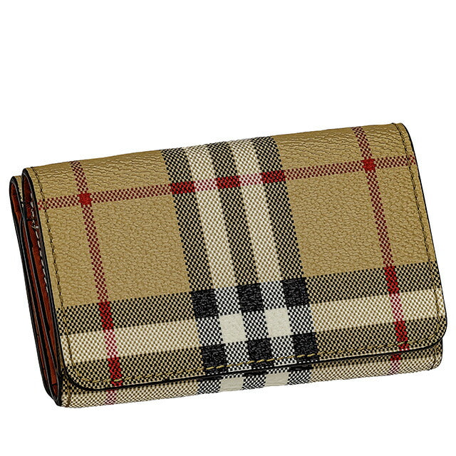 バ−バリ− 三つ折り財布 レディース ブランド BURBERRY チェック 8070416 ベージュ 8070416