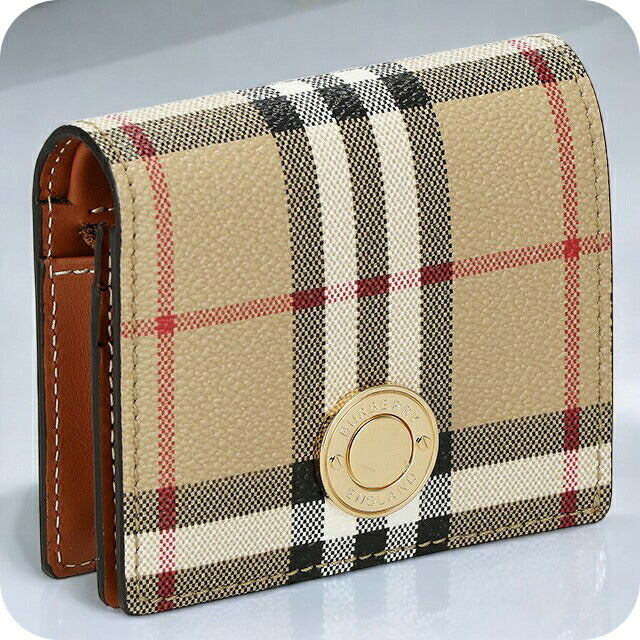 バ−バリ− 二つ折り財布 レディース ブランド BURBERRY チェック 8070417 ベージュ 8070417