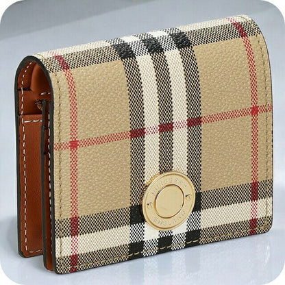 バ−バリ− 二つ折り財布 レディース ブランド BURBERRY チェック 8070417 ベージュ 8070417