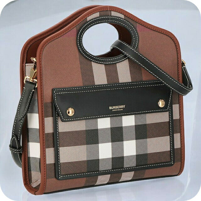バ−バリ− ハンドバッグ レディース ブランド BURBERRY チェック 8071386 ブラウン 8071386