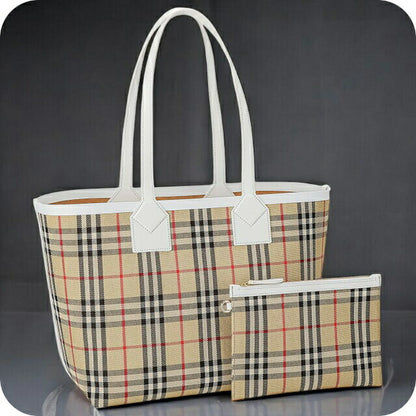 バ−バリ− トートバッグ レディース ブランド BURBERRY チェック 8072332 ベージュ 8072332