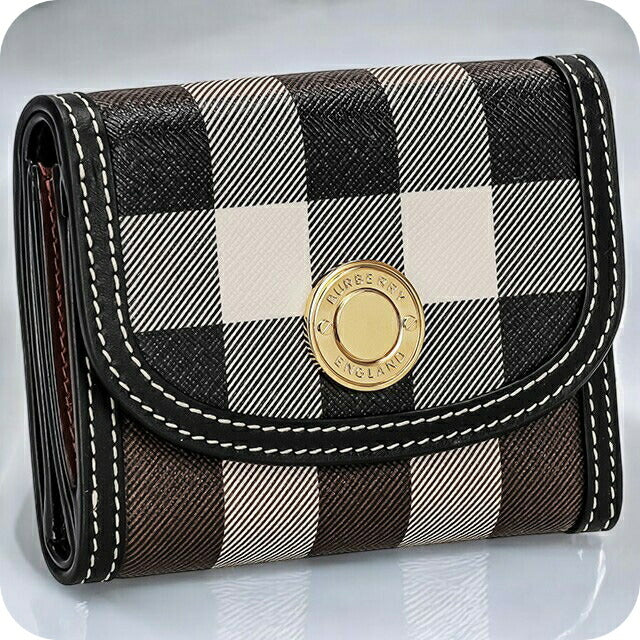 バ−バリ− 三つ折り財布 レディース ブランド BURBERRY チェック 8072669 ブラウン系 8072669