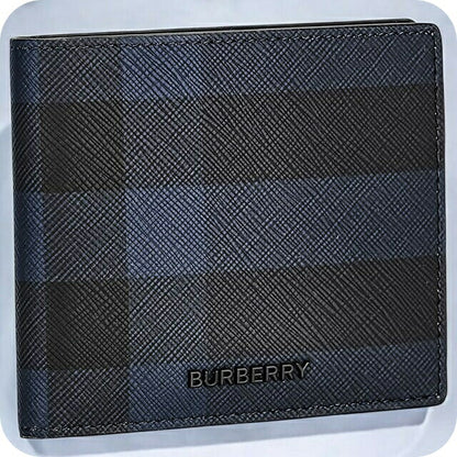 バ−バリ− 二つ折り財布 メンズ ブランド BURBERRY チェック 8073284 ブラック 8073284