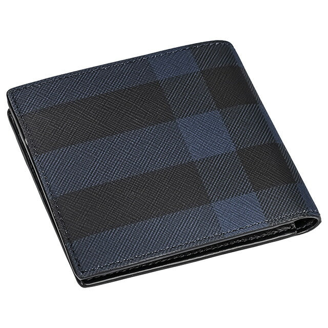 バ−バリ− 二つ折り財布 メンズ ブランド BURBERRY チェック 8073284 ブラック 8073284