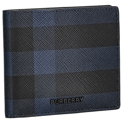 バ−バリ− 二つ折り財布 メンズ ブランド BURBERRY チェック 8073284 ブラック 8073284