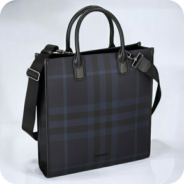 バ−バリ− トートバッグ メンズ ブランド BURBERRY チェック 8074097 ネイビー 8074097
