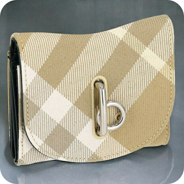 バ−バリ− 三つ折り財布 レディース ブランド BURBERRY チェック 8081783 ベージュ系 8081783