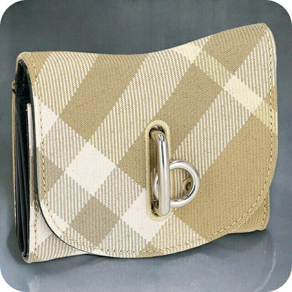 バ−バリ− 三つ折り財布 レディース ブランド BURBERRY チェック 8081783 ベージュ系 8081783