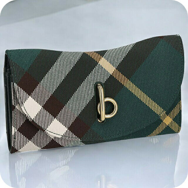 バ−バリ− 長財布 レディース ブランド BURBERRY チェック 8082331 グリーン系 8082331