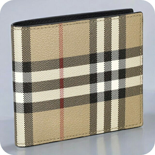 バ−バリ− 二つ折り財布 メンズ レディース ブランド BURBERRY チェック 8084169 ベージュ 8084169