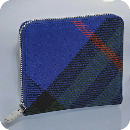 バ−バリ− 二つ折り財布 メンズ レディース ブランド BURBERRY チェック 8089608 ブルー 8089608