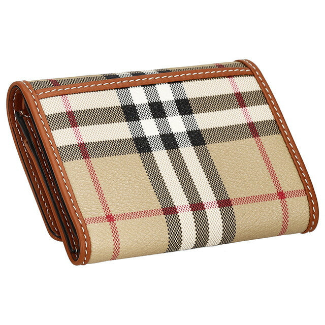 バ−バリ− 三つ折り財布 レディース ブランド BURBERRY チェック 8094423 ベージュ 8094423