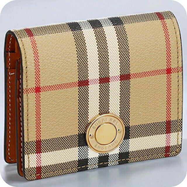 バ−バリ− 二つ折り財布 レディース ブランド BURBERRY チェック 8094425 ベージュ 8094425