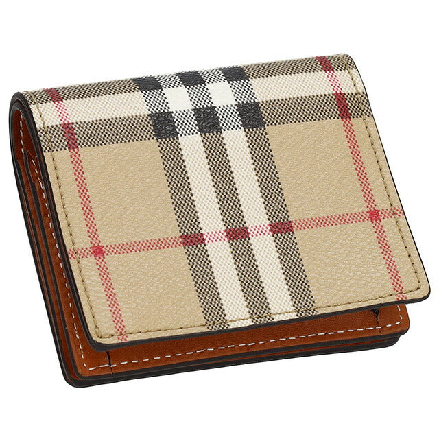 バ−バリ− 二つ折り財布 レディース ブランド BURBERRY チェック 8094425 ベージュ 8094425