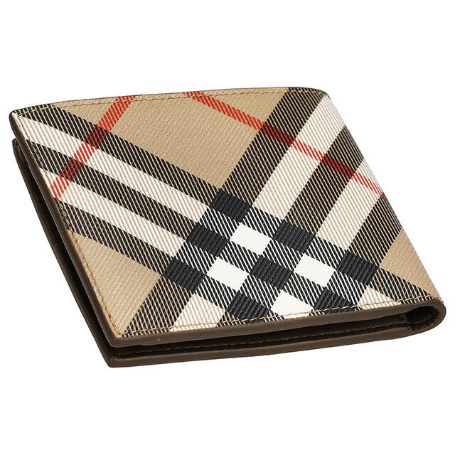 バ−バリ− 二つ折り財布 メンズ ブランド BURBERRY チェック 8095046 ベージュ 8095046
