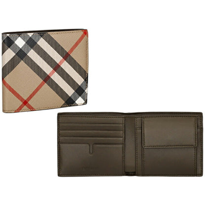 バ−バリ− 二つ折り財布 メンズ ブランド BURBERRY チェック 8095046 ベージュ 8095046