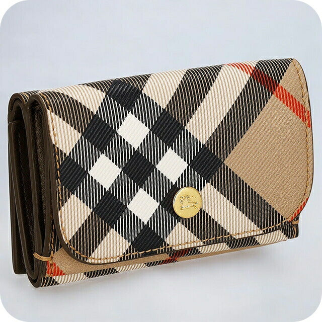 バ−バリ− 三つ折り財布 レディース ブランド BURBERRY チェック 8095291 ベージュ 8095291