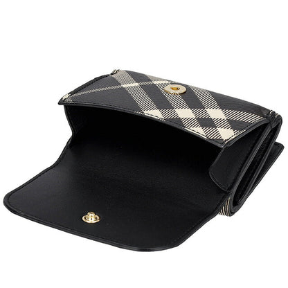 バ−バリ− 三つ折り財布 レディース ブランド BURBERRY チェック 8095292 ブラック/ベージュ 8095292