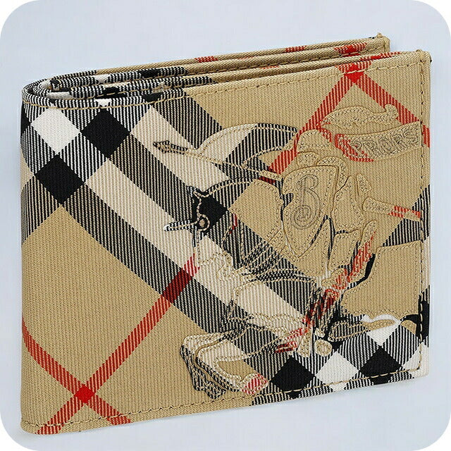 バ−バリ− 二つ折り財布 メンズ ブランド BURBERRY チェック 8097588 ベージュ 8097588