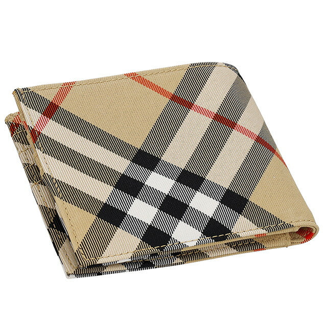 バ−バリ− 二つ折り財布 メンズ ブランド BURBERRY チェック 8097588 ベージュ 8097588