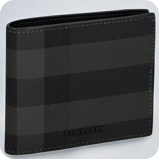 バ−バリ− 二つ折り財布 メンズ ブランド BURBERRY チェック 8100529 チャコール 8100529