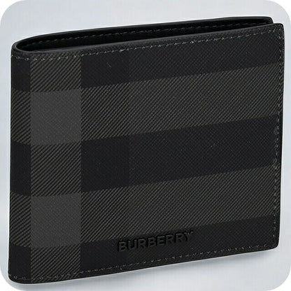 バ−バリ− 二つ折り財布 メンズ ブランド BURBERRY チェック 8100529 チャコール 8100529