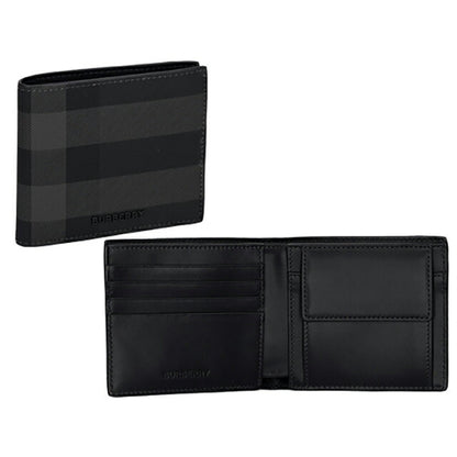 バ−バリ− 二つ折り財布 メンズ ブランド BURBERRY チェック 8100529 チャコール 8100529