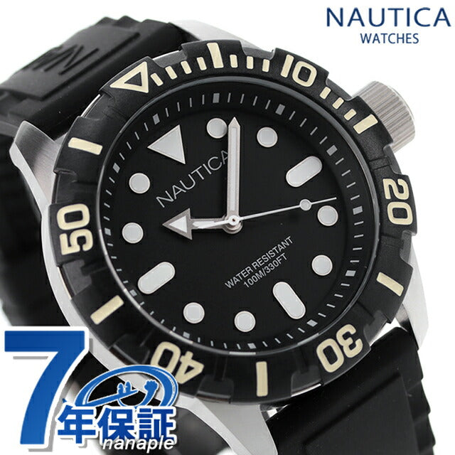 ノーティカ NAUTICA メンズ 腕時計 100m防水 ブラック シリコンベルト 44mm A09600G NSR100 ジェリー