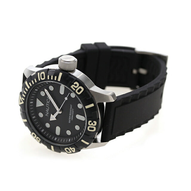 Nautica男士手表100m防水黑色硅皮带44mm A09600G NSR100 Jerry