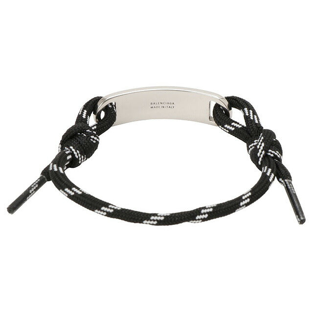 バレンシアガ BALENCIAGA 656418 TVX4S 1766 ロゴプレート シューレース ブレスレット アンティークシルバー/ブラック/ホワイト レディース メンズ ユニセックス ABBC00008L