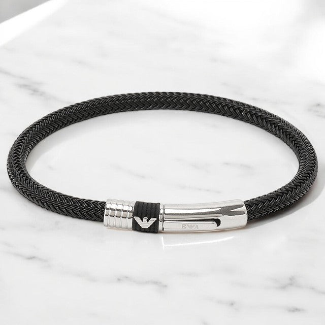 エンポリオアルマーニ EMPORIO ARMANI EGS1624001 / EGS1624001 19 イーグルロゴ ブレスレット ブラック/シルバー メンズ アクセサリー EAGLE LOGO BRACELET ABEA00230M