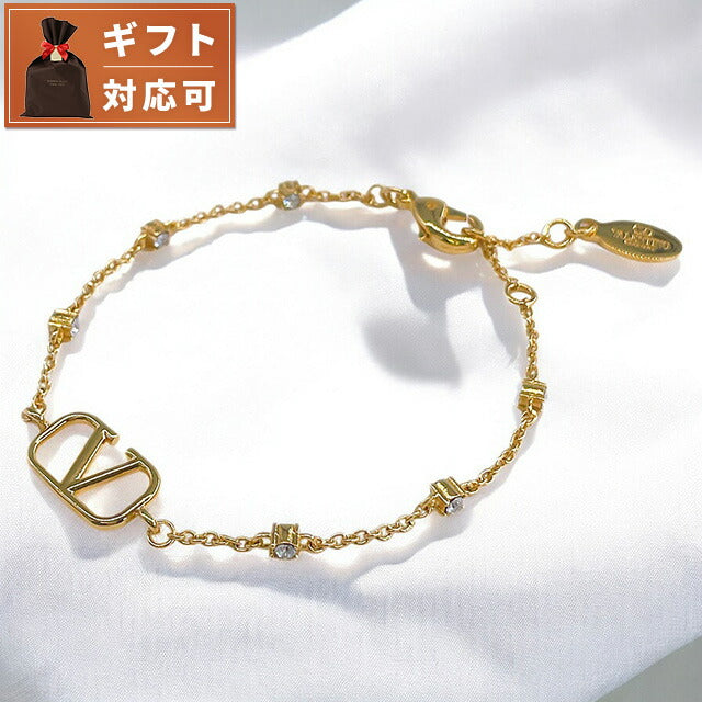 ヴァレンティノ VALENTINO 5W2J0W24 YCW MH5 Vロゴ シグネチャー メタル クリスタル ブレスレット ゴールド レディース アクセ MINI VLOGO SIGNATURE BRACELET ABVA00032L