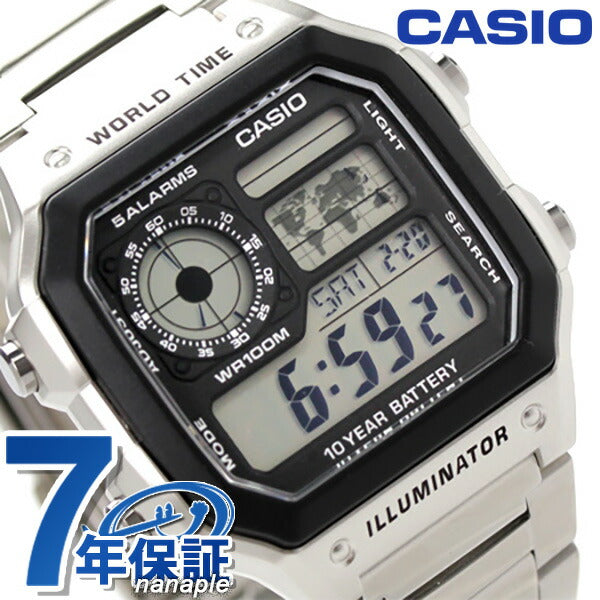 Casio Chip Kashi Cheep Casio海外模特石英男士手表品牌AE-1200WHD-1AVCF银牌