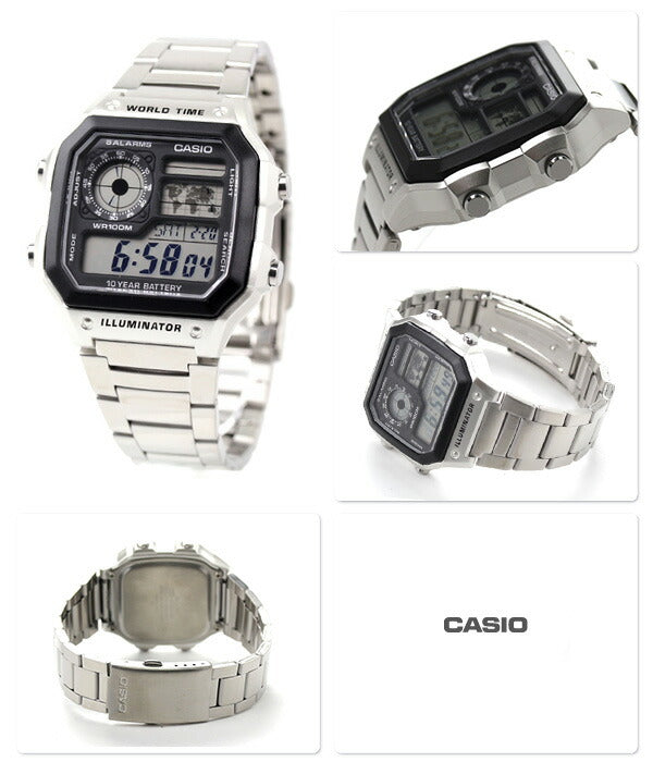 Casio Chip Kashi Cheep Casio海外模特石英男士手表品牌AE-1200WHD-1AVCF银牌