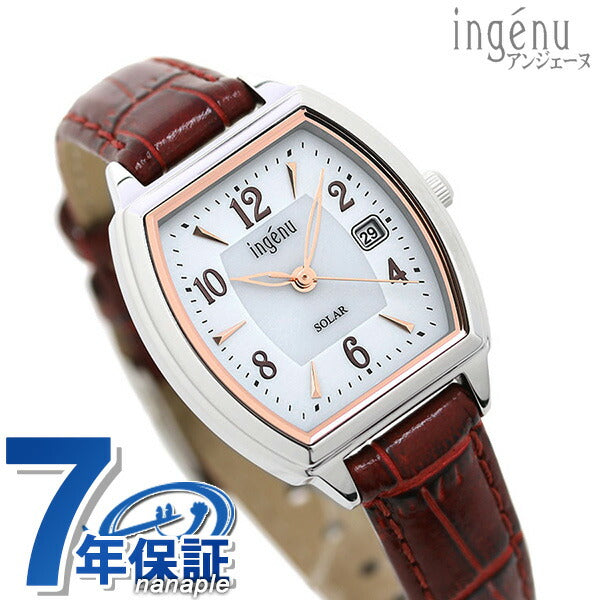 セイコー レディース 腕時計 トノー ソーラー AHJD413 SEIKO ALBA アルバ アンジェーヌ ホワイト×レッド 革ベルト AHJD413