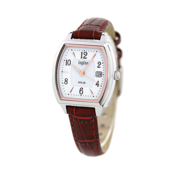 セイコー レディース 腕時計 トノー ソーラー AHJD413 SEIKO ALBA アルバ アンジェーヌ ホワイト×レッド 革ベルト AHJD413