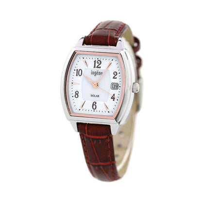 セイコー レディース 腕時計 トノー ソーラー AHJD413 SEIKO ALBA アルバ アンジェーヌ ホワイト×レッド 革ベルト AHJD413