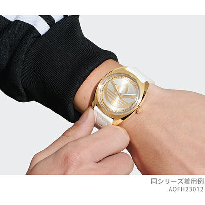 アディダス Edition One クォーツ 電池式 腕時計 ブランド メンズ レディース adidas AOFH23012 アナログ ゴールド シルバー ホワイト 白 AOFH23012