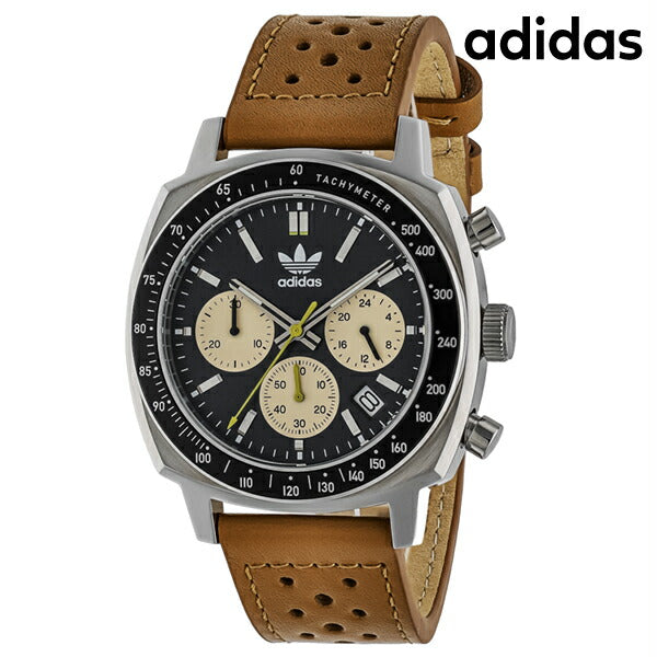 adidas师父原始One Chrono Quartz观看品牌男子计时码表Adidas AofH23576模拟黑色棕色黑色