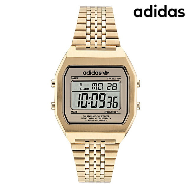 adidas数字两Quartz观看品牌女士Adidas Aost22074数字黄金