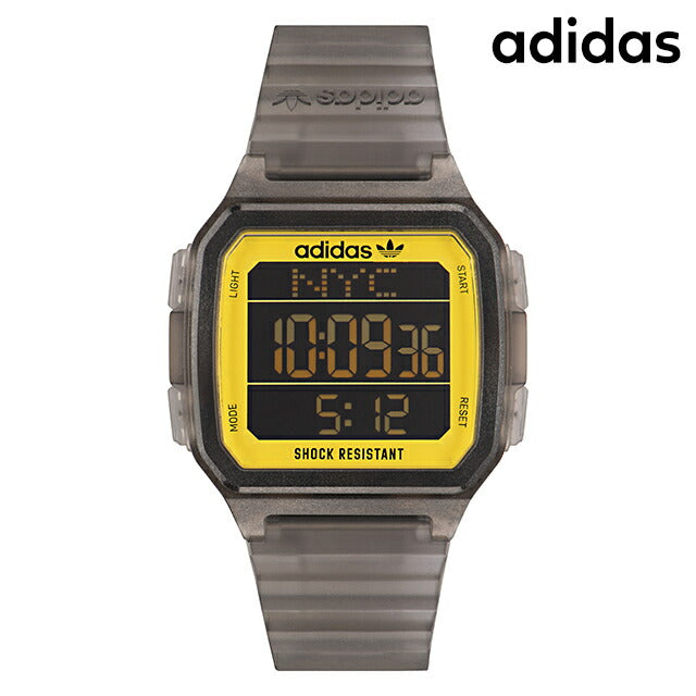 アディダス DIGITAL ONE GMT クォーツ 電池式 腕時計 ブランド レディース adidas AOST22554 デジタル ブラック イエロー 黒 AOST22554