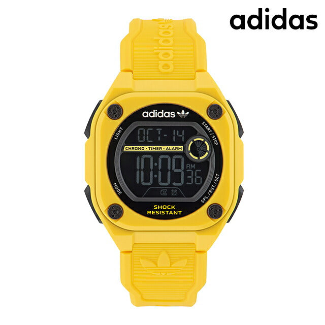 アディダス City Tech Two クォーツ 電池式 腕時計 ブランド メンズ レディース adidas AOST23060 デジタル ブラック イエロー AOST23060