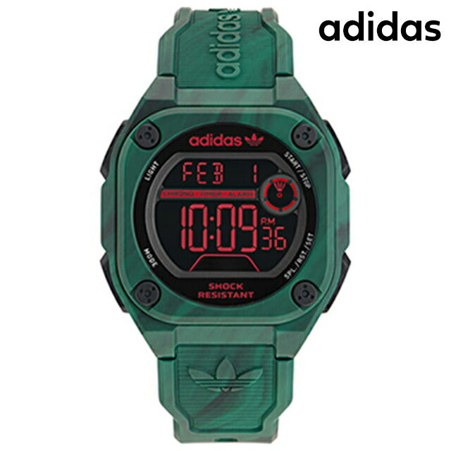 アディダス Street City Tech Two GRFX クォーツ 電池式 腕時計 ブランド メンズ adidas AOST23573 デジタル ブラック グリーン AOST23573
